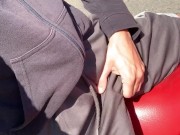 Beautiful hairy huge dick in shorts without underwear on the bike 5/16