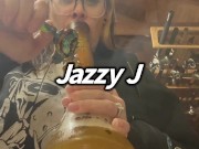 BBW step mom MILF wake and bake 420 smoking fetish bong hits with tits out 3/16