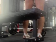 Horny fit gym babe makes you watch her public pussy dildo ride and squirt 1/16