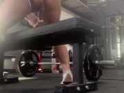 Horny fit gym babe makes you watch her public pussy dildo ride and squirt 11/16