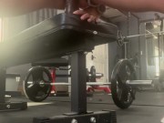 Horny fit gym babe makes you watch her public pussy dildo ride and squirt 14/16