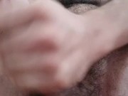 Hairy man jerking his big dick and balls until he cums with hot moanings. 11/16