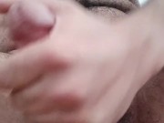 Hairy man jerking his big dick and balls until he cums with hot moanings. 2/16