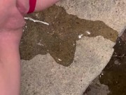 Girl pulls panties to the side to piss on steps 14/16
