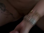 Tattooed Stepsister finishes with a Handjob on her Wristwatch 8/16