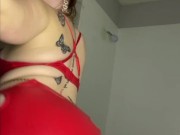 Bend me over the counter and rip my red leather dress open and insert inside me 6/16