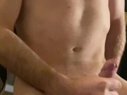 an exhausted man have a cute cuming and can’t stop to shake’s body 3/16