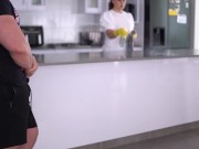 Stepdaughter Sucks Stepdad off While Mom Cleans the Kitchen 1/16