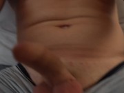 Fit guy gently wanking on the sofa 13/16