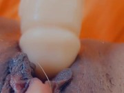 Extreme close up, wet pussy, big clit, sex machine dildo 14/16