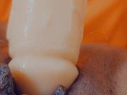 Extreme close up, wet pussy, big clit, sex machine dildo 5/16