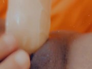 Extreme close up, wet pussy, big clit, sex machine dildo 8/16