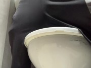 Big hairy dick inside the bathroom showing off and jerking off