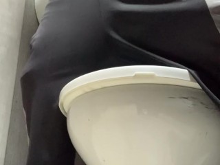 Big hairy dick inside the bathroom showing off and jerking off