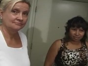 Brunette milf excited and horny by two big cocks stuck 1/16