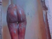 Sexy African Ebony Showers Outside While Neighbors Sing Next Door 6/16