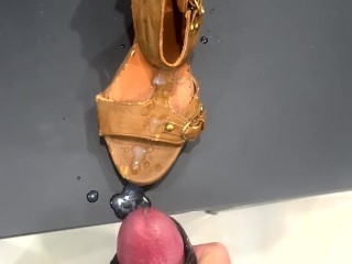 Fucking Peep Toe and Cum on Used Old Well Worn High Heels