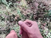 Naked hiking JO, cum and clean the pipe with warm pee 2/16