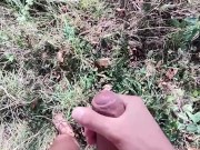 Naked hiking JO, cum and clean the pipe with warm pee 4/16