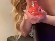 Blonde MILF - FUCKS her tight pussy - BIG DILDO - POV - Content Maker 12/16