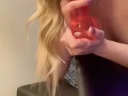Blonde MILF - FUCKS her tight pussy - BIG DILDO - POV - Content Maker 14/16
