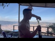 In the jacuzzi, touching my thick and hard cock for you I give you all my milk on your buttocks 2/16