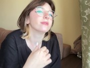 Attractive brunette in a t-shirt shows off her lush tits 12/16