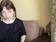 Attractive brunette in a t-shirt shows off her lush tits 8/16