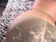 Footjob in glossy nude nylons 14/16