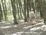 Sexy cute Milf without panties under skirt picks mushrooms in forest. Outdoor Outside In public Solo 14/16