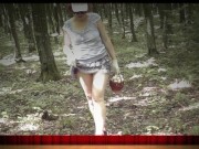Sexy cute Milf without panties under skirt picks mushrooms in forest. Outdoor Outside In public Solo 15/16