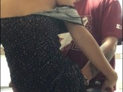 stepsister lets herself be caught in the kitchen of my house. 7/16