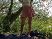 Blonde in mini skirt gives her ass outdoors 3/16