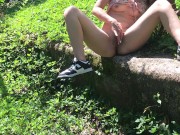 horny friend masturbates outdoors. 15/16