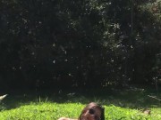horny friend masturbates outdoors. 16/16