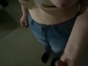 Thick girl strokes my dick and lets me play with her tits 16/16