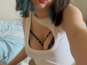 Pretty girl in lingerie shows her tits