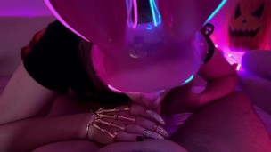 Step Sister Sucked and fucked after Halloween Party