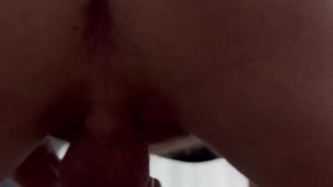 Horny in hotel on all fours jerking off cums waiting for hot guy