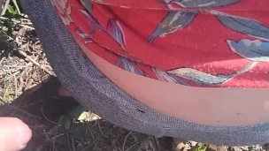 Bush blowjob and doggy style in public and happy ending in the mouth