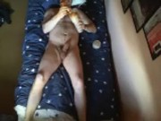 LongJohn0Hara lying on the bed fucking a tight micro rib fleshlight 14/16