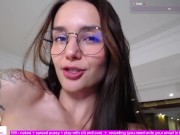 Cute girl swallows dildo