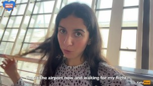 Crazy CUMWALK in Big AIRPORT Full of People Risky Public Blowjob