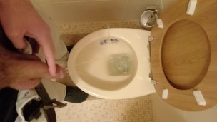 Pissing from my hung cut cock with my balls out