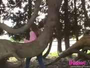 Sweet teen shows titties in the open 5/16