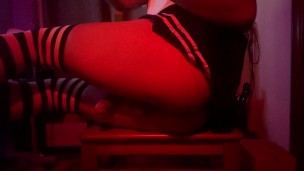 Femboy cums no hands after edging