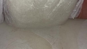 Babe fills up diaper with piss until it overflows out the side