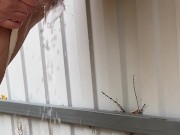 Milf in boots pees at the fence 11/16