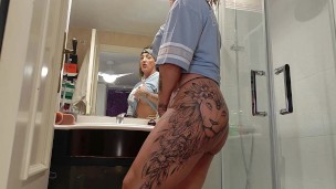 Destroying and sucking my giant dildo