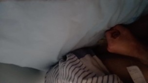 MASSIVE cumshot from my 7-inch mushroom-head cock all over the bed